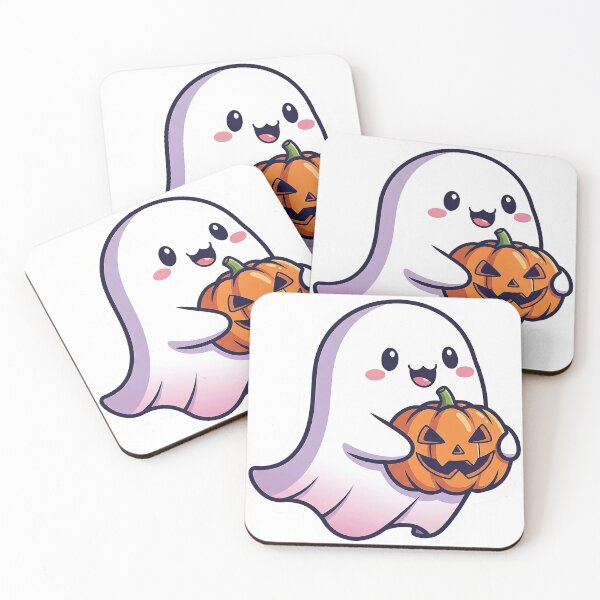 Item preview, Cute Kawaii Ghost Holding a Pumpkin Sticker designed and sold by ChameloX.