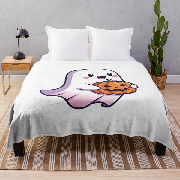 Item preview, Cute Kawaii Ghost Holding a Pumpkin Sticker designed and sold by ChameloX.