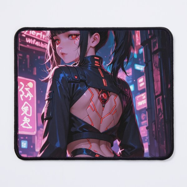Item preview, Anime bikini waifu cyberpunk digital art, red eyes designed and sold by Planet Utoppia.