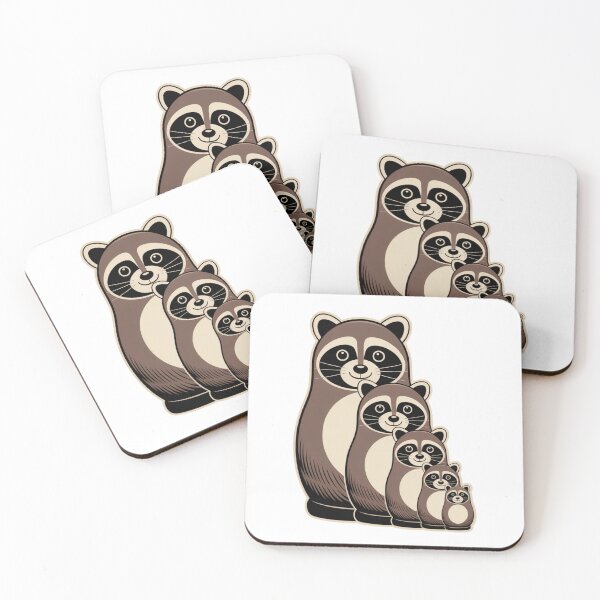 Item preview, Retro Cute Raccoon Matryoshka Babushka – Quirky Russian Nesting Doll Design designed and sold by Okada's t-shirts & accessories.