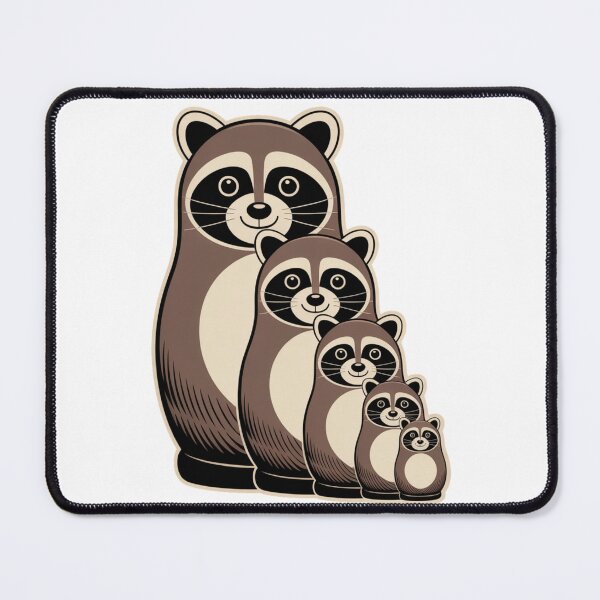 Item preview, Retro Cute Raccoon Matryoshka Babushka – Quirky Russian Nesting Doll Design designed and sold by Okada's t-shirts & accessories.