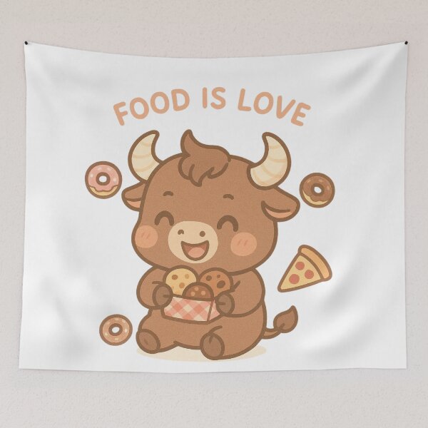 Item preview, Cute Taurus Zodiac Bull Food Lover Design designed and sold by Nytherra.
