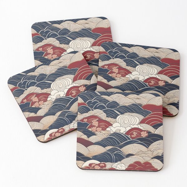 Item preview, Seamless Japanese Wave and Blossom Pattern – Ukiyo-e Style designed and sold by Vandy Fullam.