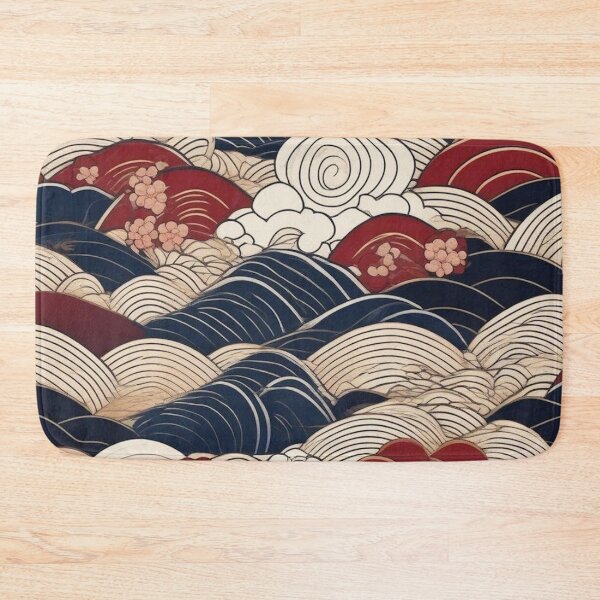 Item preview, Seamless Japanese Wave and Blossom Pattern – Ukiyo-e Style designed and sold by Vandy Fullam.