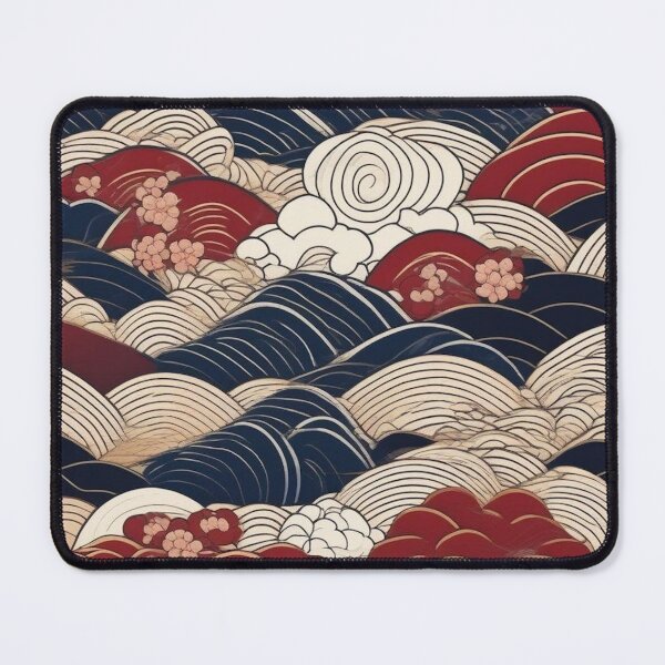 Item preview, Seamless Japanese Wave and Blossom Pattern – Ukiyo-e Style designed and sold by Vandy Fullam.