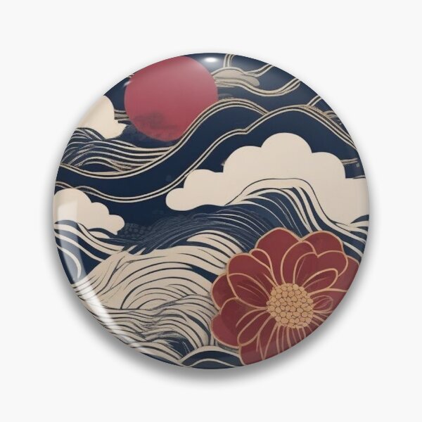 Item preview, Traditional Edo Textile – Seigaiha Waves & Sakura Blossoms designed and sold by Vandy Fullam.