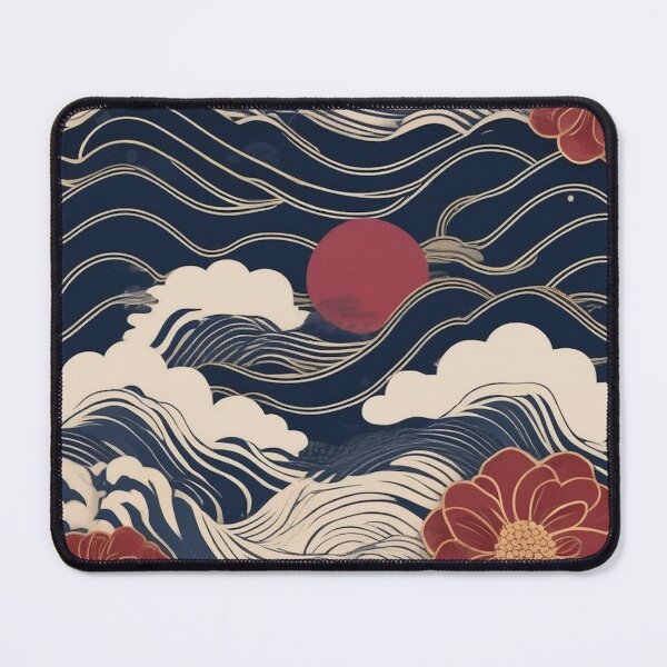 Item preview, Traditional Edo Textile – Seigaiha Waves & Sakura Blossoms designed and sold by Vandy Fullam.