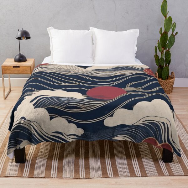 Item preview, Traditional Edo Textile – Seigaiha Waves & Sakura Blossoms designed and sold by Vandy Fullam.