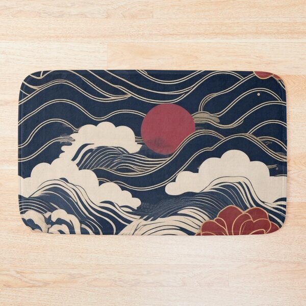 Item preview, Traditional Edo Textile – Seigaiha Waves & Sakura Blossoms designed and sold by Vandy Fullam.