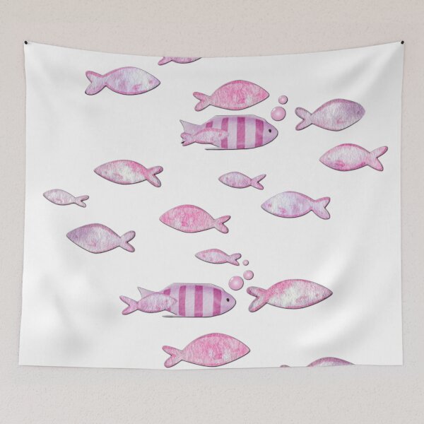 Item preview, Minimalist Pink Watercolor Fish Pattern designed and sold by NARIVA.