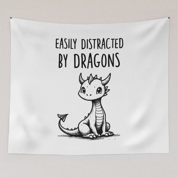 Item preview, Cute Baby Dragon Fantasy Design Easily Distracted Black designed and sold by HasHs.