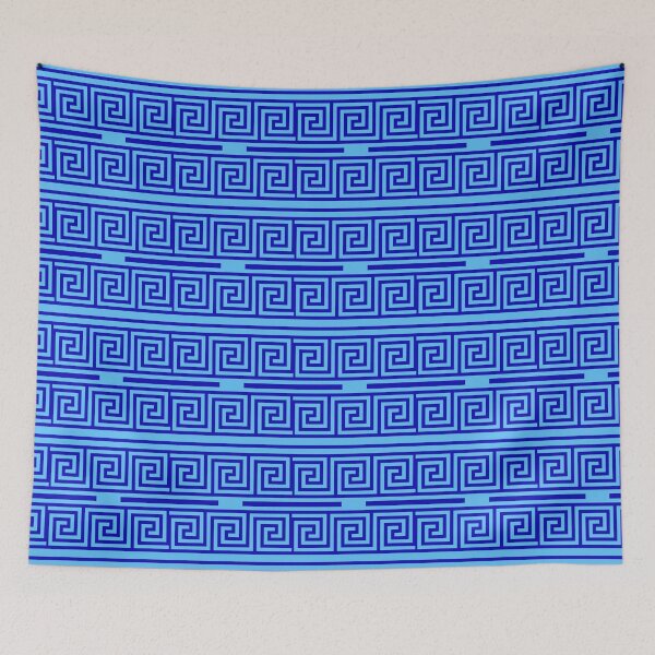 Item preview, Light Blue Background Blue Greek Key Fret Design  designed and sold by PatternTitan.