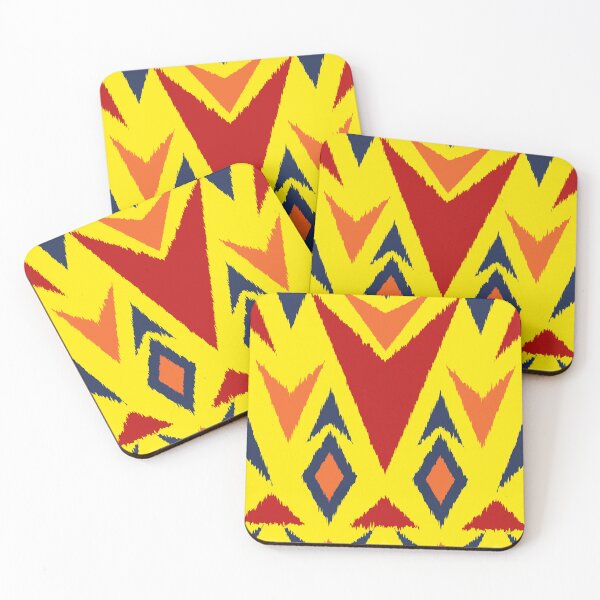 Item preview, Ikat Handwoven Zigzag Blur Poster Crimson Navy Tangerine Yellow designed and sold by zephstudoartist.