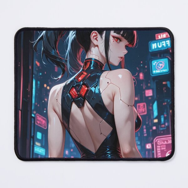 Item preview, Anime bikini waifu cyberpunk digital art, red eyes designed and sold by Planet Utoppia.