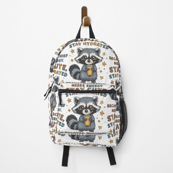 Item preview, Cute Raccoon with Drink – Stay Hydrated Mischief Energy Design designed and sold by OneLastWish.
