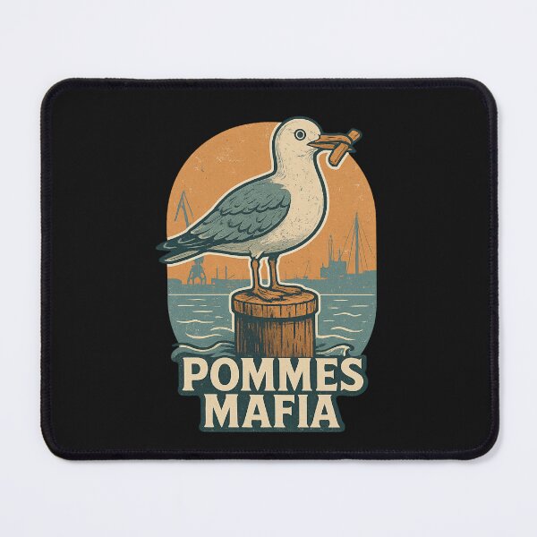 Item preview, Pommes Mafia – Vintage Retro Seagull Illustration designed and sold by Fies-und-Fein.