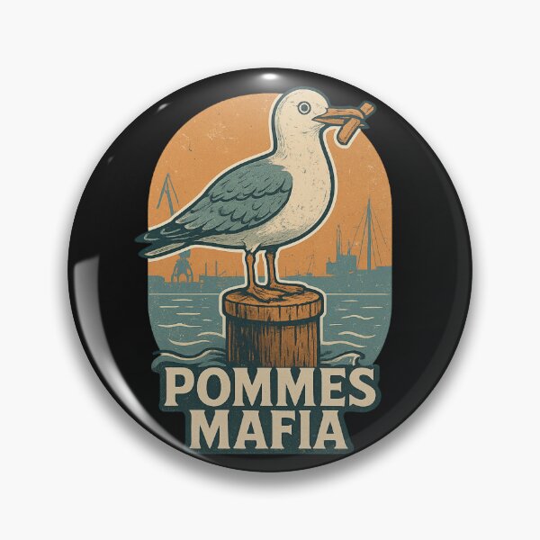 Item preview, Pommes Mafia – Vintage Retro Seagull Illustration designed and sold by Fies-und-Fein.