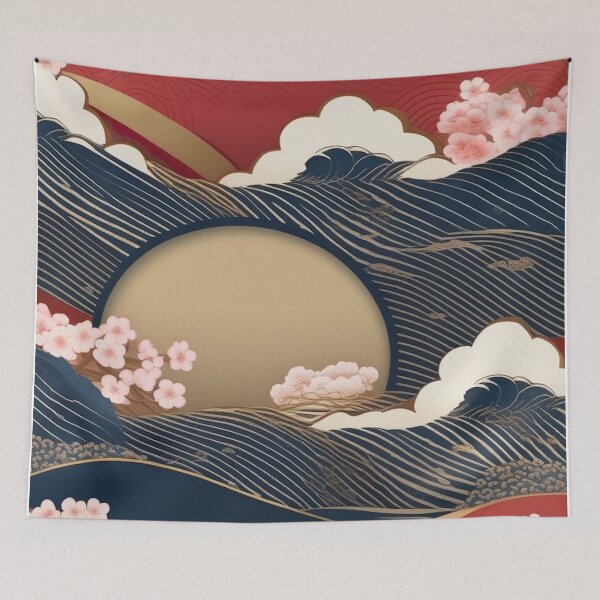 Item preview, Vintage Indigo and Gold – Japanese Textile Pattern designed and sold by Vandy Fullam.