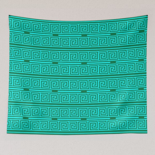 Item preview, Dark Green Background Green Greek Key Fret Design  designed and sold by PatternTitan.