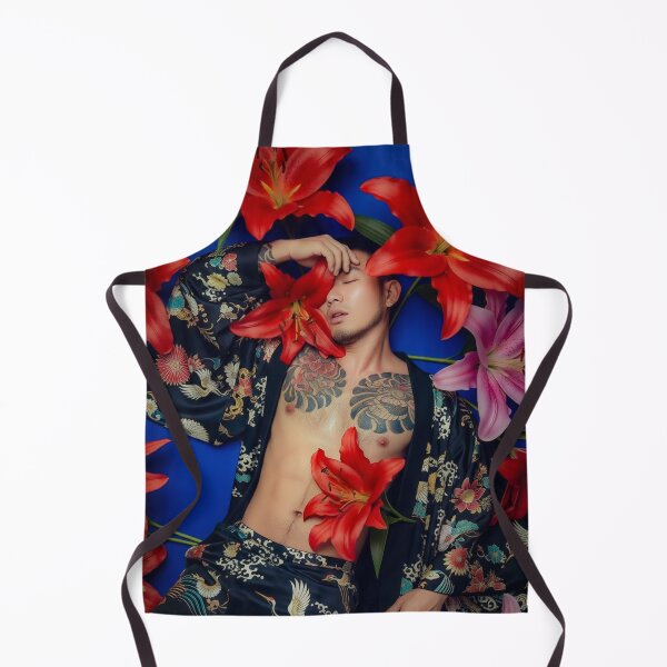 Item preview, Sensual Tattoed Asian Man in Kimono with Lilies #6 designed and sold by Atlas Kai.