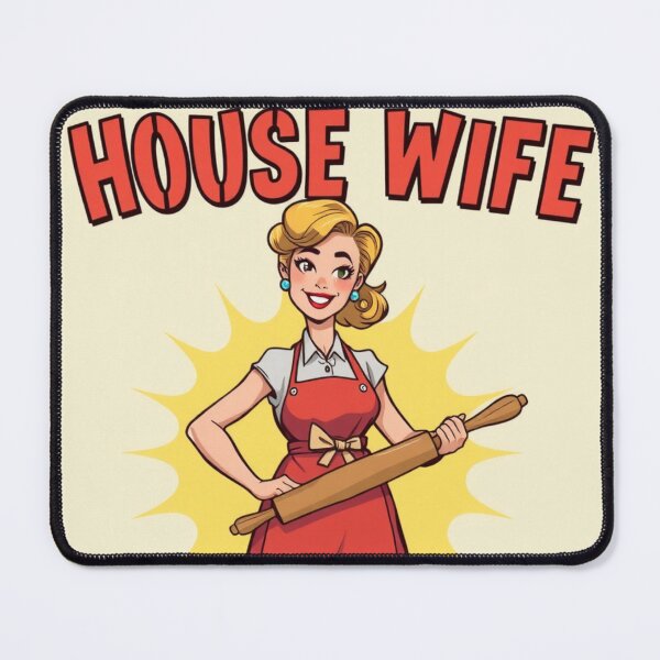 Item preview, Funny Housewife Apron Rolling Pin Design – Retro Artistic "House Wife" Print designed and sold by Tiwtiws.