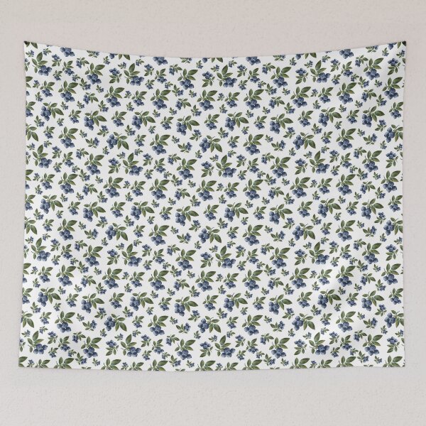 Item preview, Cute laconic seamless print with blueberries and leaves on a white background designed and sold by Grin Katalina Floral Patterns & Cozy Art.