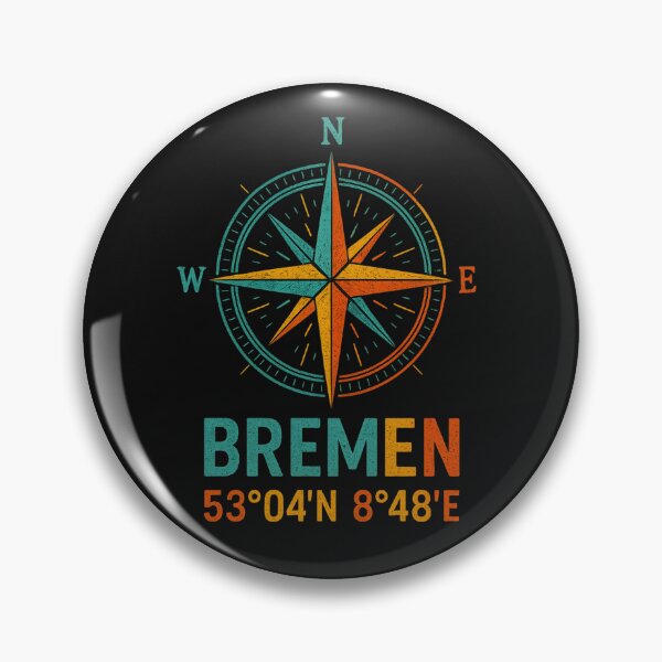 Item preview, Maritime Bremen Windrose - colorful compass art with coordinates designed and sold by Fies-und-Fein.