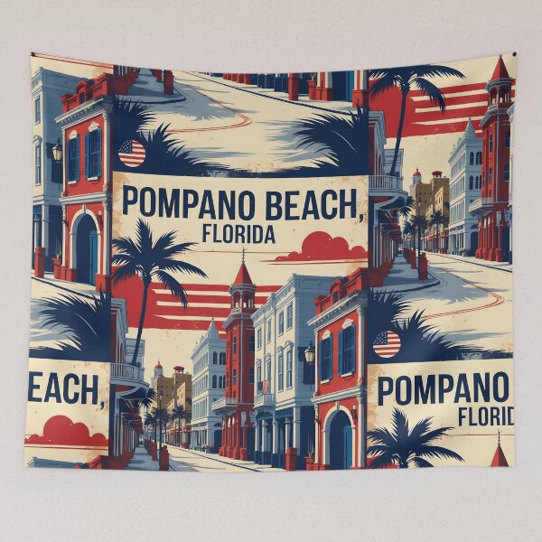 Item preview, Pompano Beach Florida 1950s USA Vintage Travel Tourism designed and sold by TravelersGems.