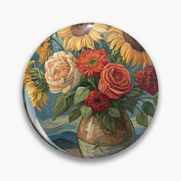 Item preview, Artistic illustration of gerberas, sunflowers and roses in a vase designed and sold by Creative Line Prints.