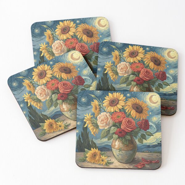 Item preview, Artistic illustration of gerberas, sunflowers and roses in a vase designed and sold by Creative Line Prints.