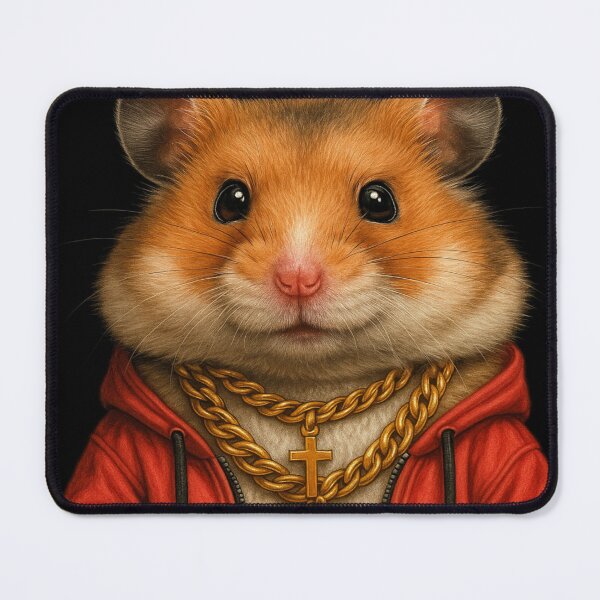 Item preview, Paul the Pimpin' Hamster – Hip-Hop Furry King in a Red Hoodie designed and sold by ReyDeLaCalle.