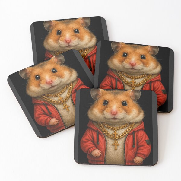 Item preview, Paul the Pimpin' Hamster – Hip-Hop Furry King in a Red Hoodie designed and sold by ReyDeLaCalle.