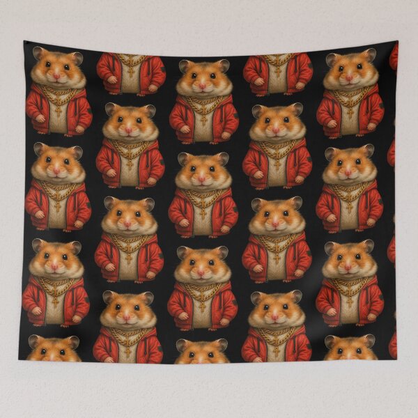 Item preview, Paul the Pimpin' Hamster – Hip-Hop Furry King in a Red Hoodie designed and sold by ReyDeLaCalle.