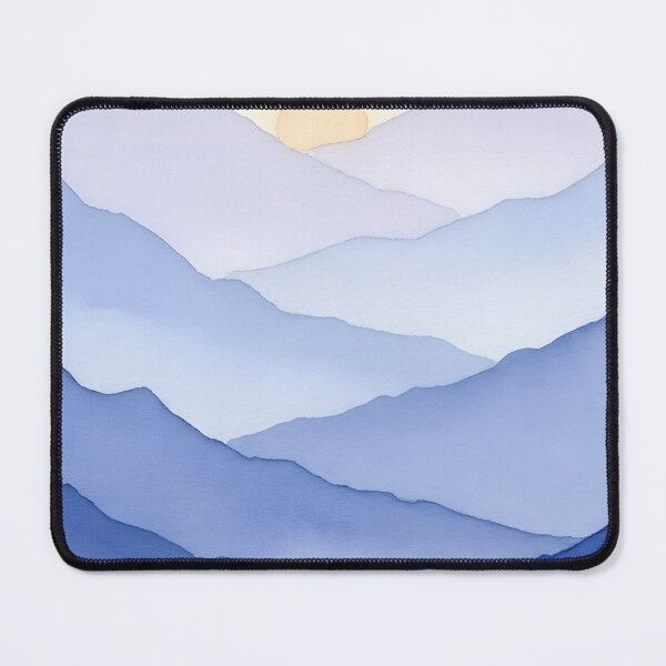 Item preview, watercolor mountains in different shades of blue and violet designed and sold by Creativeeworld777.