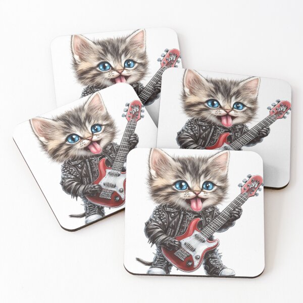 Item preview, Rocker Kitten Playing Electric Guitar designed and sold by Eiwaprints.