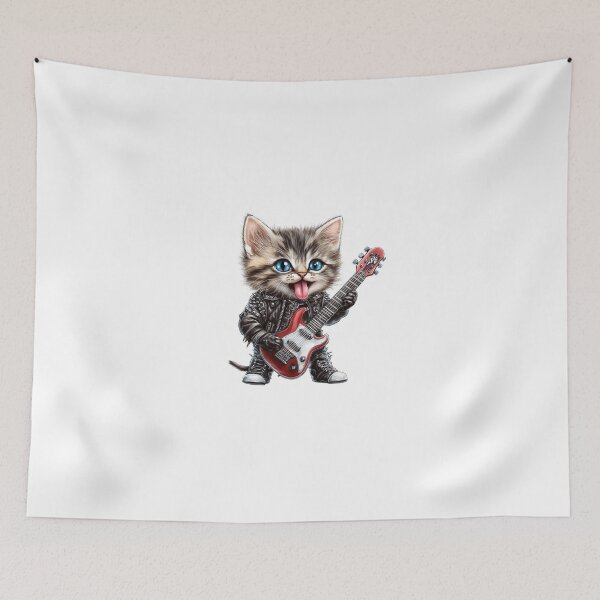 Item preview, Rocker Kitten Playing Electric Guitar designed and sold by Eiwaprints.