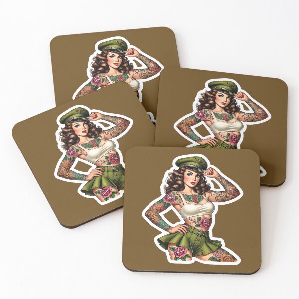 Item preview, Tattooed Retro Military Pin-Up Girl Rockabilly Artwork designed and sold by PinUpPizzazz.