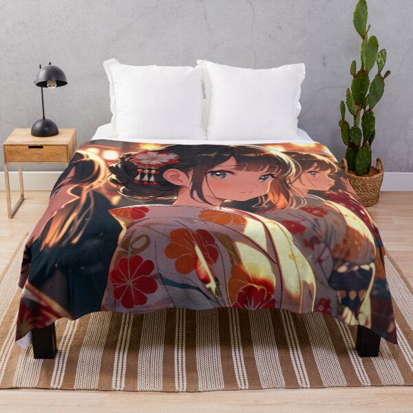 Item preview, Anime Girls in Kimono at Japanese Festival – Aesthetic Night Illustration designed and sold by NomadikStudio.