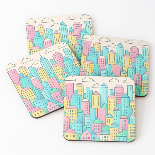 Item preview, Pastel Cartoon City Pattern designed and sold by ZagonShop.