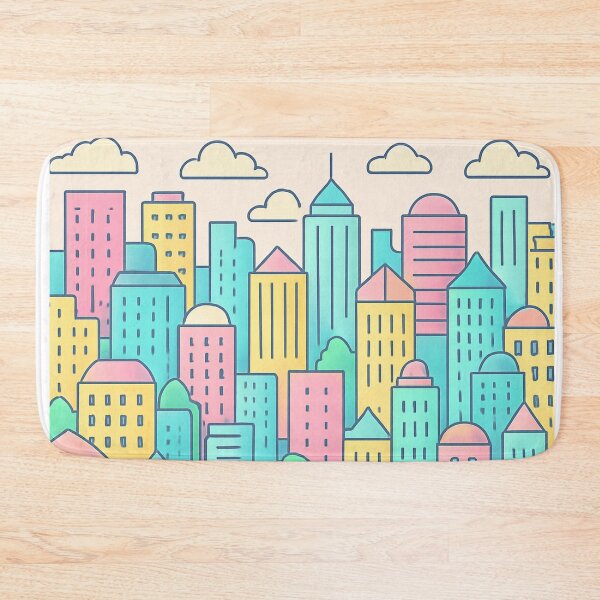 Item preview, Pastel Cartoon City Pattern designed and sold by ZagonShop.