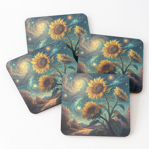 Item preview, Reinterpretation of Van Gogh’s “Sunflowers” with futuristic digital elements. designed and sold by Creative Line Prints.