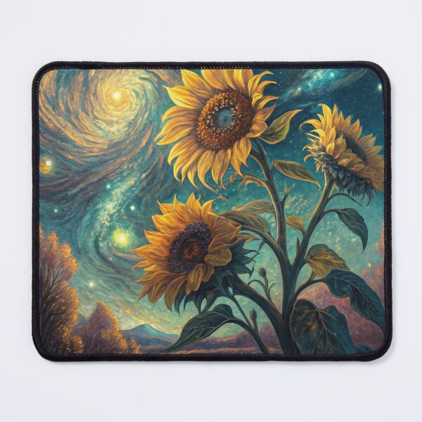 Item preview, Reinterpretation of Van Gogh’s “Sunflowers” with futuristic digital elements. designed and sold by Creative Line Prints.