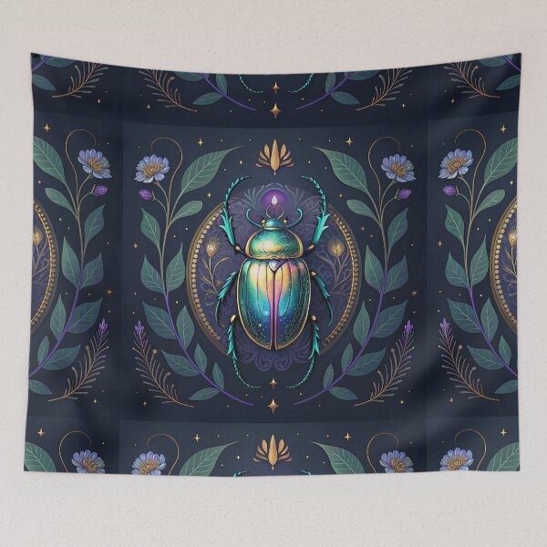 Item preview, Beautiful scarab beetle with vibrant, metallic colors designed and sold by Creative Line Prints.