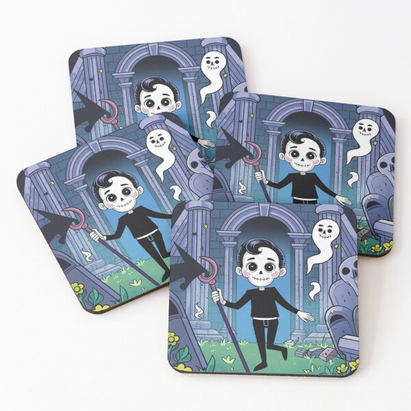 Item preview, Brewbones Cute Grim Reaper Halloween Art - Gothic Cemetery Cartoon Print designed and sold by Cafe-Color.