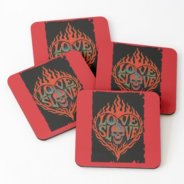 Item preview, Love Slave Flaming Skull Psychedelic Heart Design designed and sold by Enea Kelo.