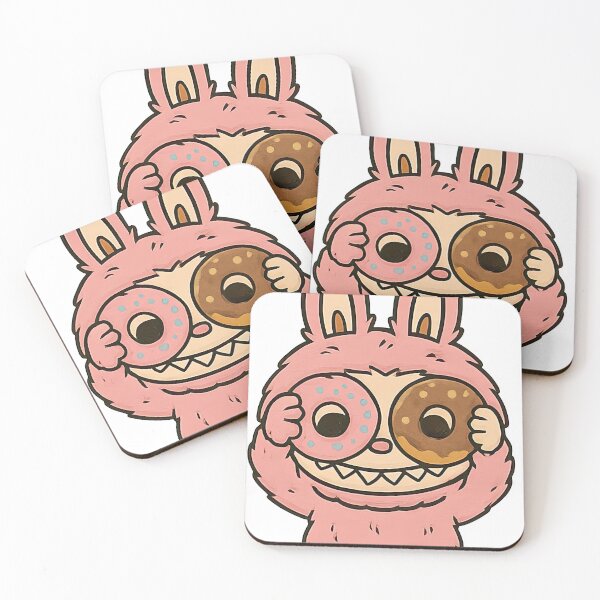 Item preview, Pink Labubu Holding Donuts Illustration designed and sold by TheMury.
