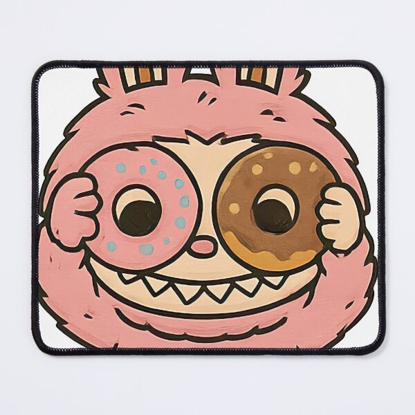 Item preview, Pink Labubu Holding Donuts Illustration designed and sold by TheMury.