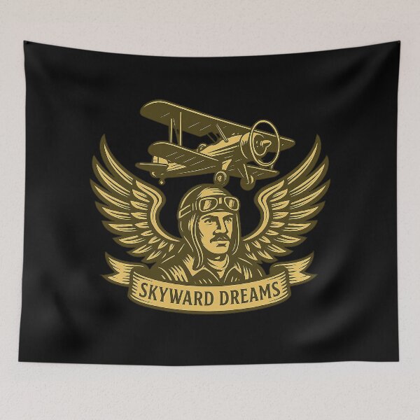 Item preview, Skyward Dreams – Vintage Biplane Emblem designed and sold by ArcadiaSilence.