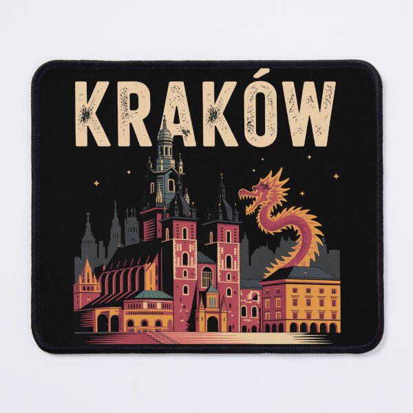 Item preview, Krakow Poland – Vintage Travel Poster Style with Wawel Dragon and Historic Landmarks designed and sold by Okada's t-shirts & accessories.