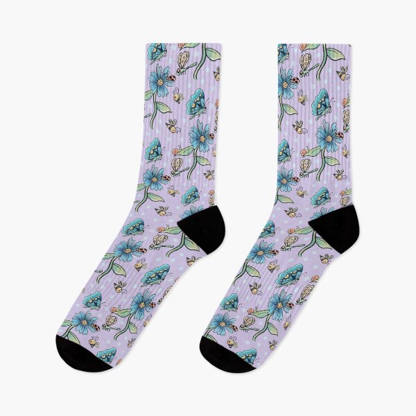 Item preview, Cute Bees and Flowers - Dots - Purple designed and sold by digitalartbynic.